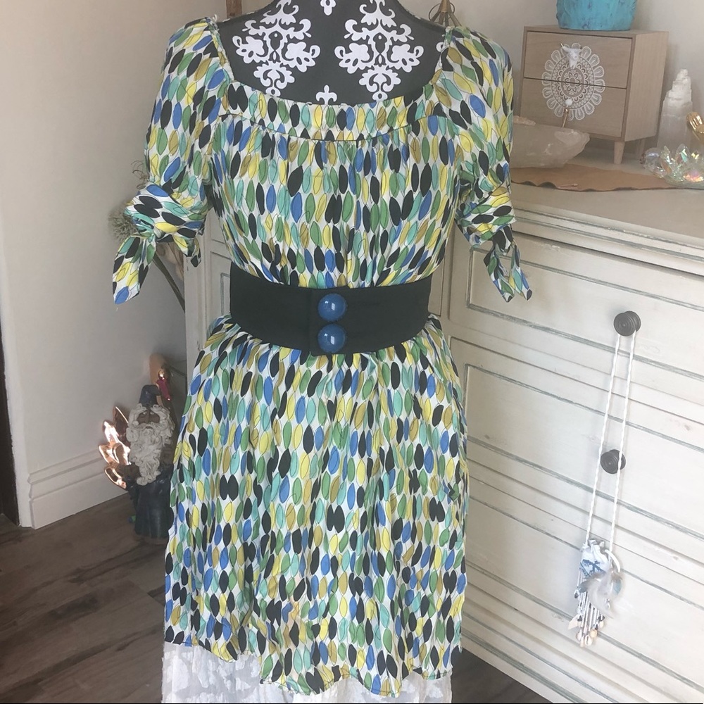 ❤️ NANETTE LEPORE ❤️ SILK WHIMSICAL LEAVES DRESS